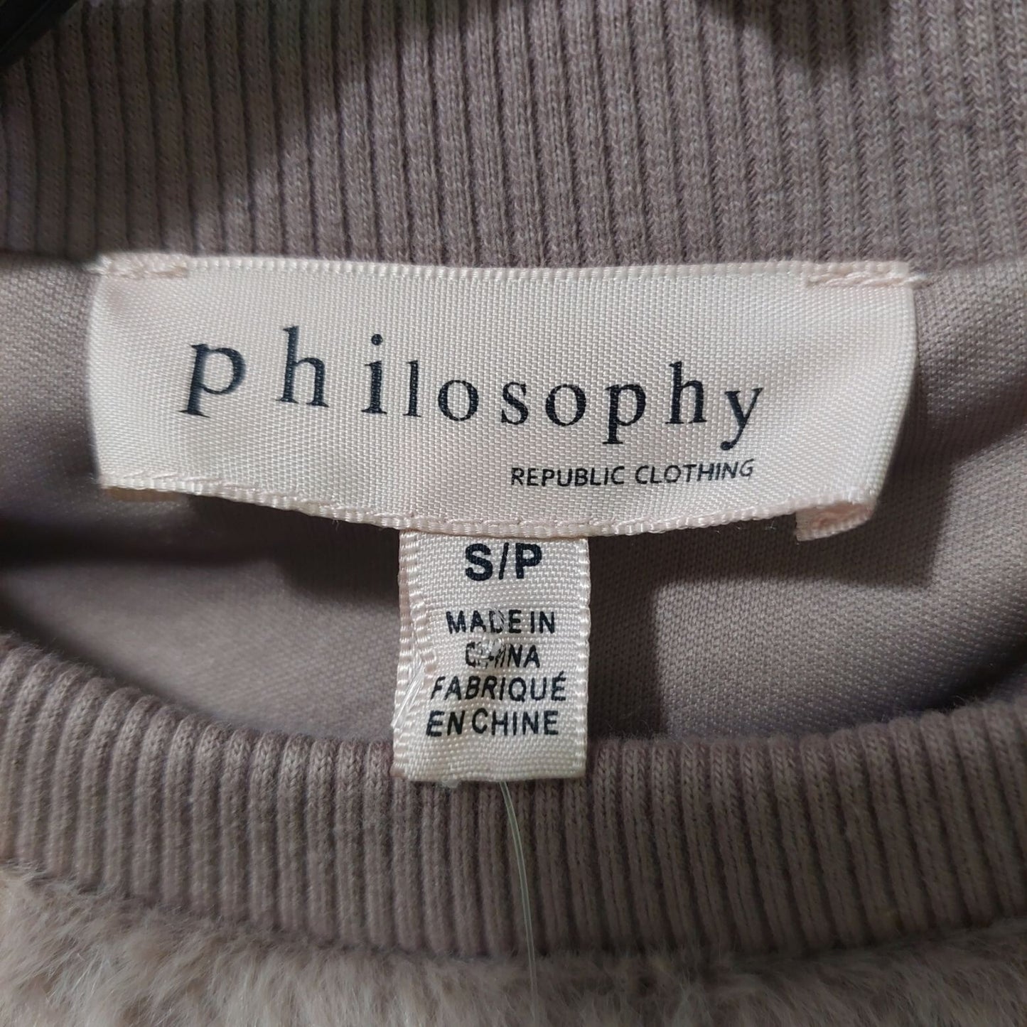 Philosophy Republic Women's Faux Fur Pullover Top Tan Size Small Lined~Soft~Cozy