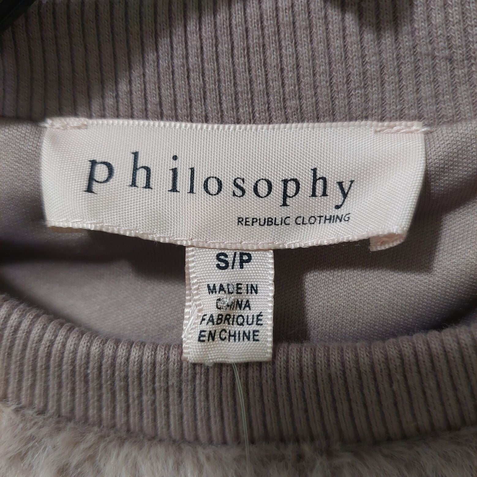 Philosophy Republic Women's Faux Fur Pullover Top Tan Size Small Lined~Soft~Cozy