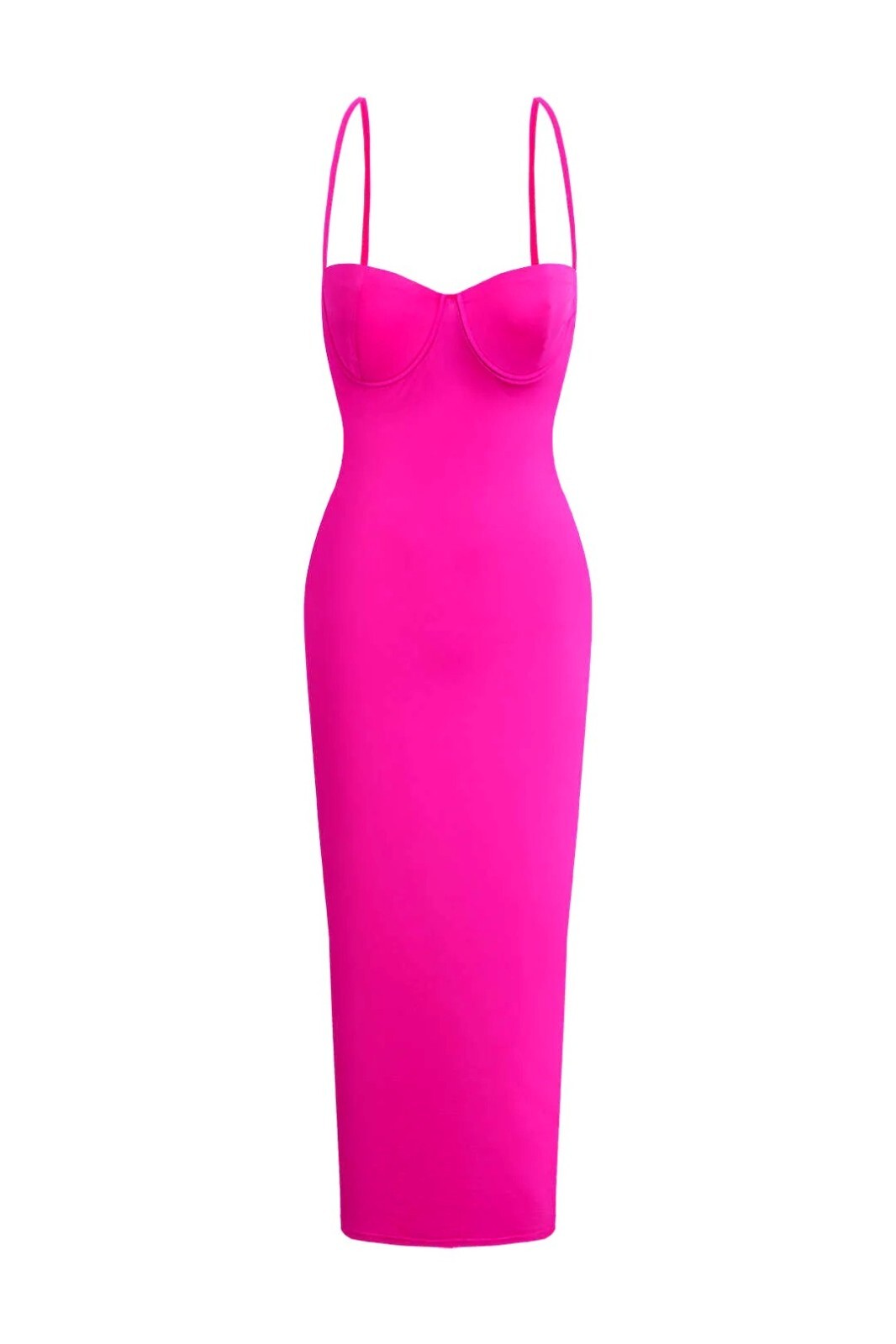 NWT Micas Hot Pink Spaghetti Strap Midi Dress With Bustier Detail Size Small