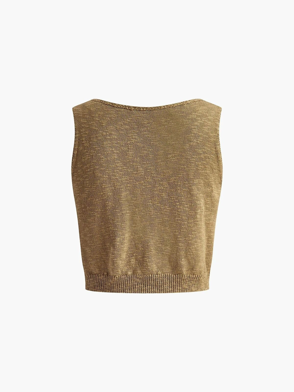 NWT Commense Womens Sleeveless Brown Knit Cropped Top Cotton Blend Size Large
