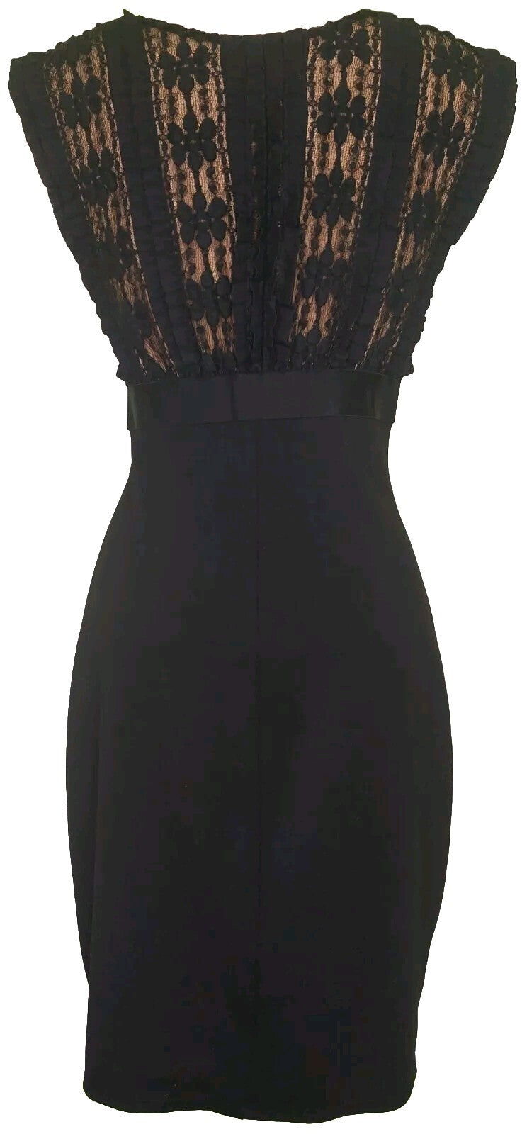 MAX STUDIO Womens Little Black Dress M Sheath Bodycon Sleeveless V-Neck Ruffles