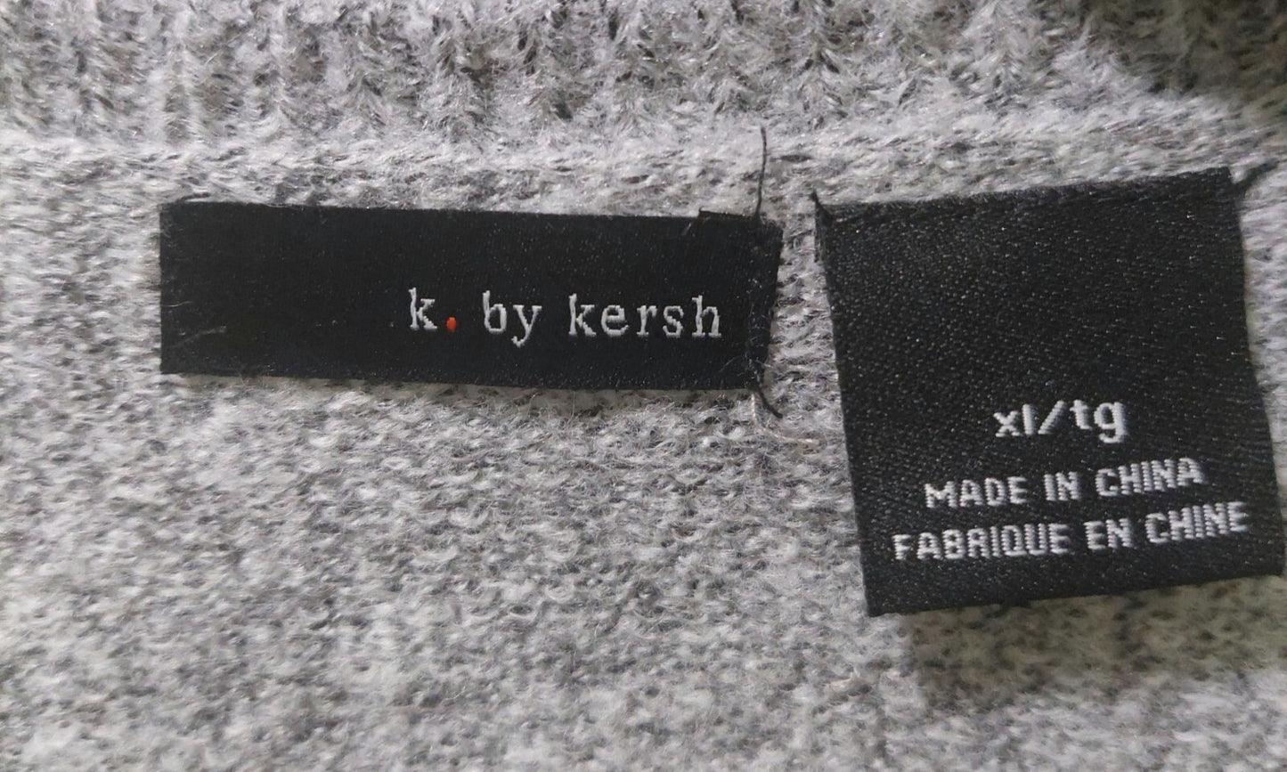k. by kersh Women's Gray Short Sleeve Cardigan W/ White Heart on Back Size XL