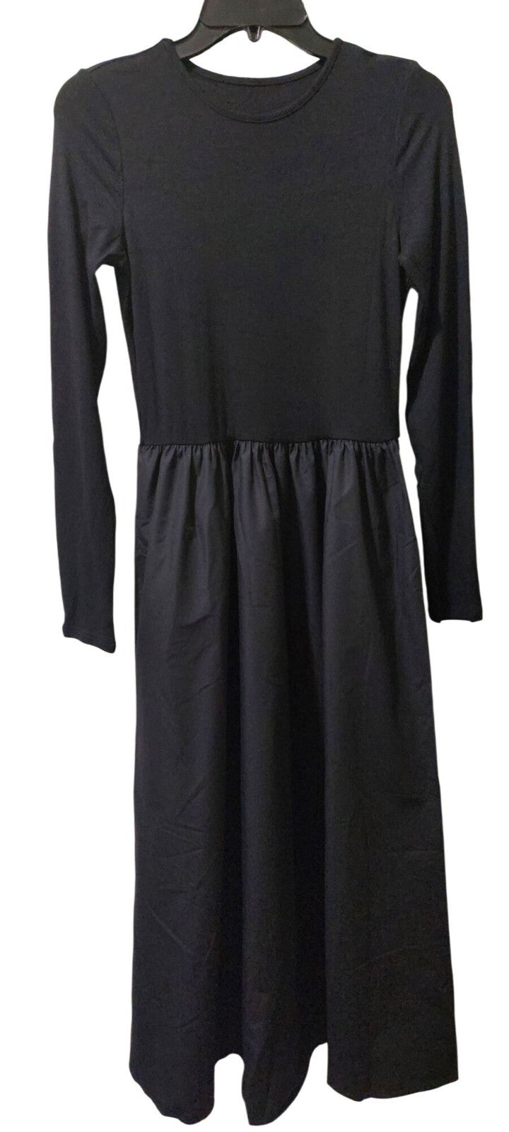 NWT Commense Black Long Sleeve Maxi Dress W/Pockets Size Medium