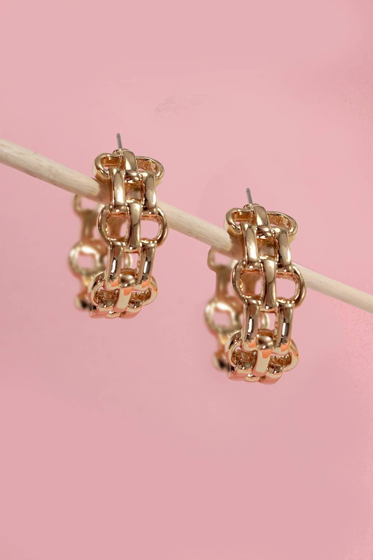 DOUBLE CHAIN LINK HOOP EARRINGS GOLD