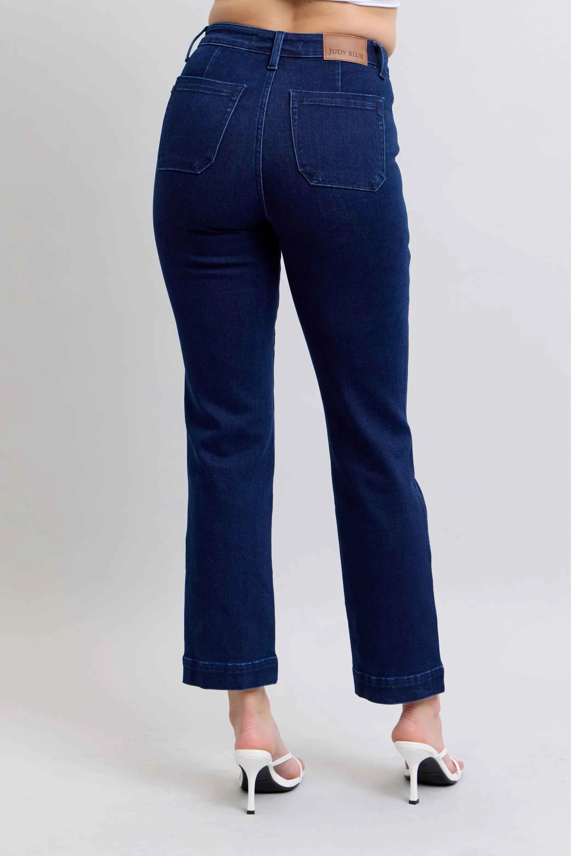 Judy Blue High Rise Straight Leg Jeans–Star Studded Plus Sizes