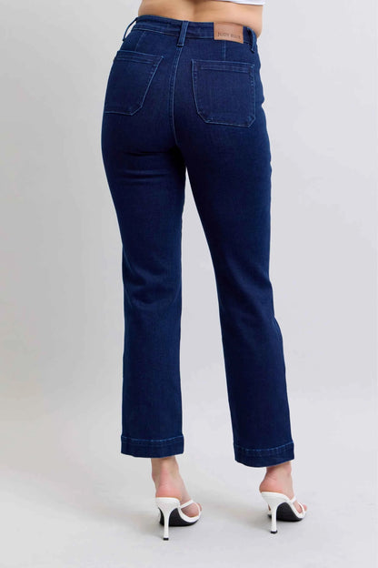 Judy Blue High Rise Straight Leg Jeans–Star Studded Plus Sizes