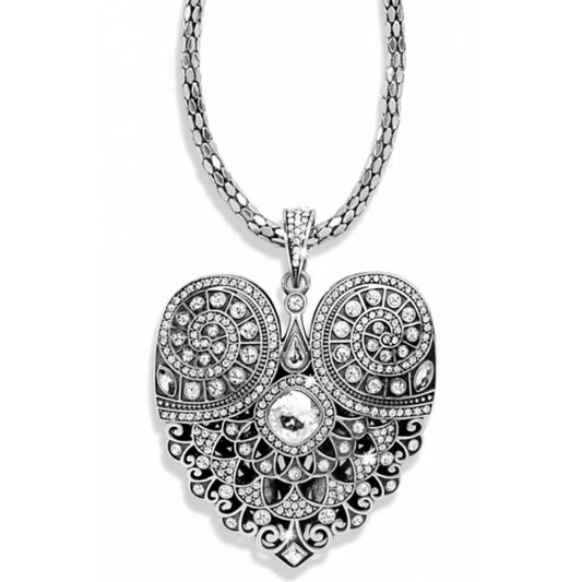 Brighton Mumtaz Large Heart Convertible Silver Adjustable Necklace