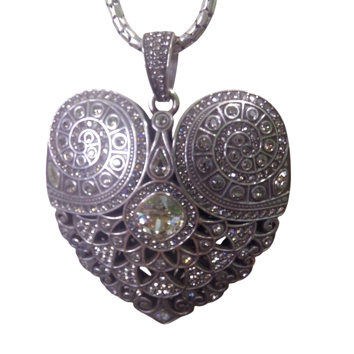 Brighton Mumtaz Large Heart Convertible Silver Adjustable Necklace