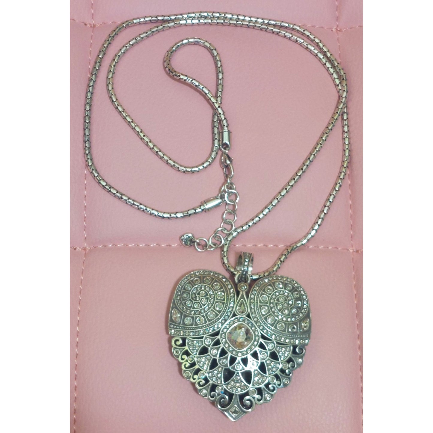 Brighton Mumtaz Large Heart Convertible Silver Adjustable Necklace
