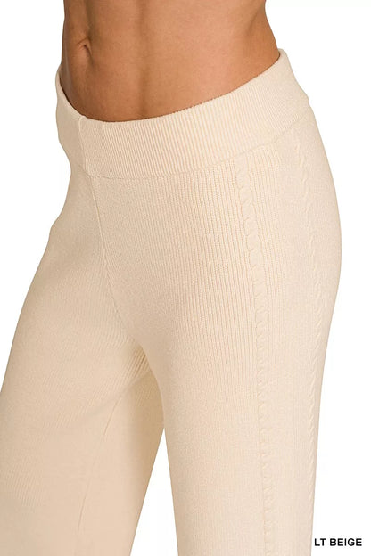 Light Beige Viscose Round Neck Top & Pants Set by Zenana