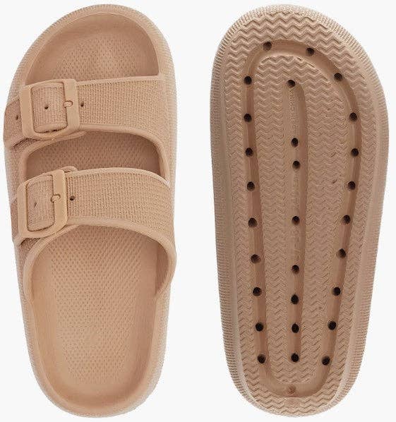 EVA DOUBLE STRAP OPEN TOE SLIDE SANDALS SLIPPERS