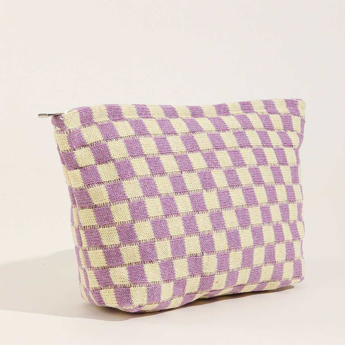 TRAVEL CHECKER MAKEUP COSMETIC POUCH BAG | 40P528: LAVENDER