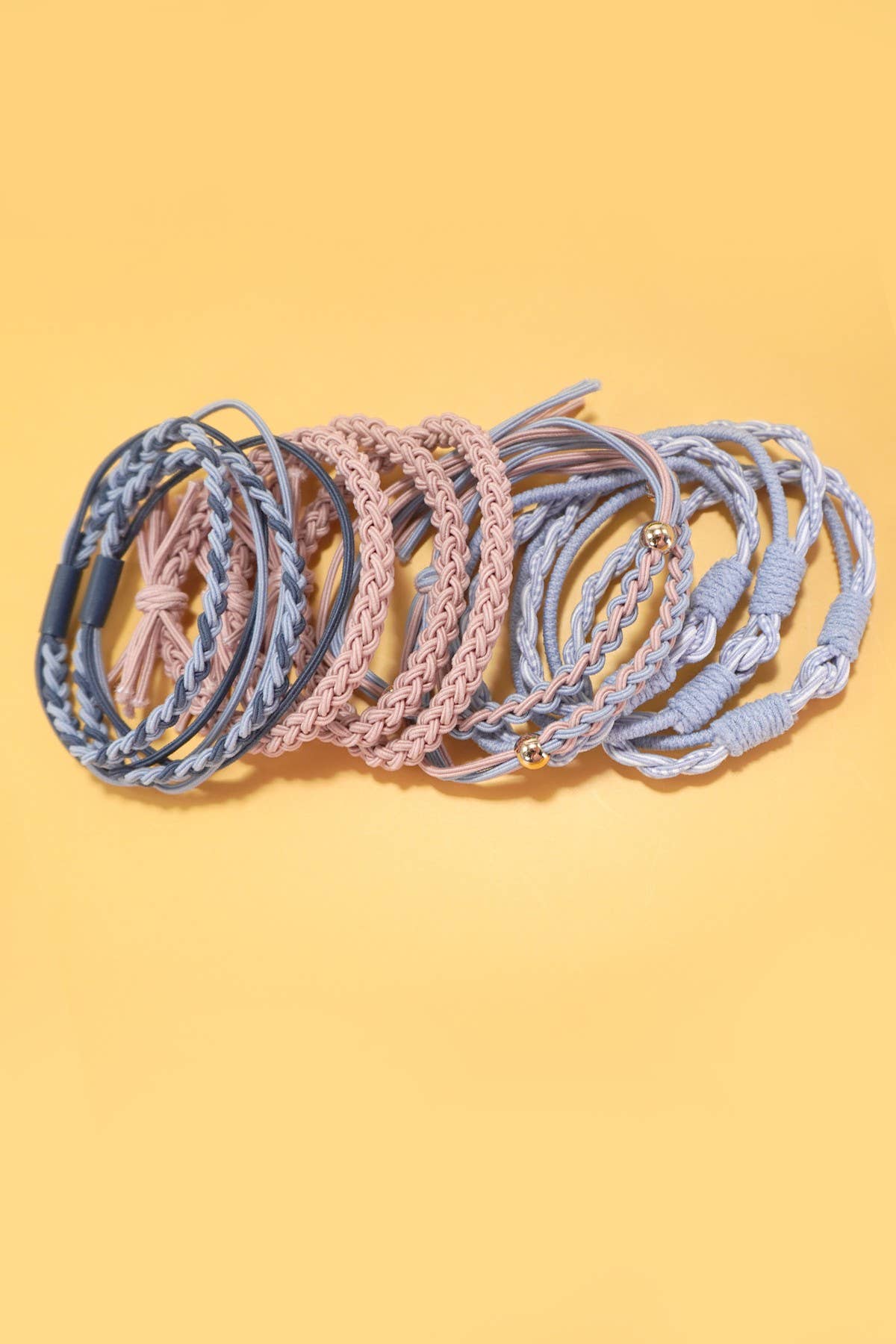 BOHO DUAL FUNCTION KNOT BRACELET HAIR TIES - BLUE