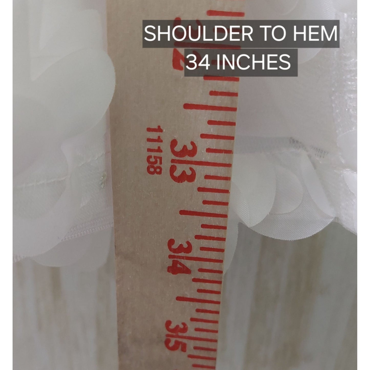 Umgee White 3D Organza Split Neck Dress/Puff Sleeve Dress