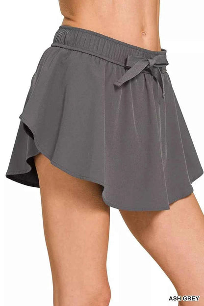 Ash Grey Soft Woven Active Skort by Zenana