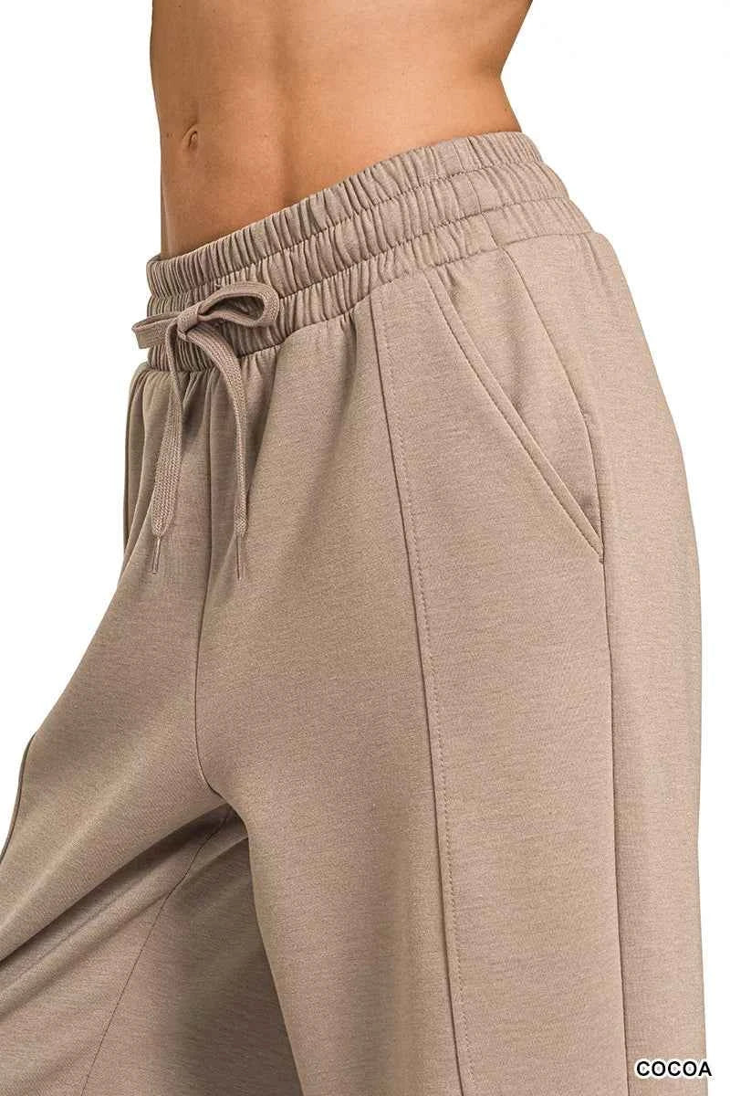 Cocoa Brown Scuba 3/4 Sleeve Pullover & Pants Set w/ Pockets by Zenana Pant Side View