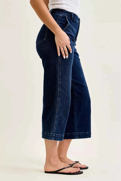 Judy Blue High Waist Ankle Wide Jeans Side View