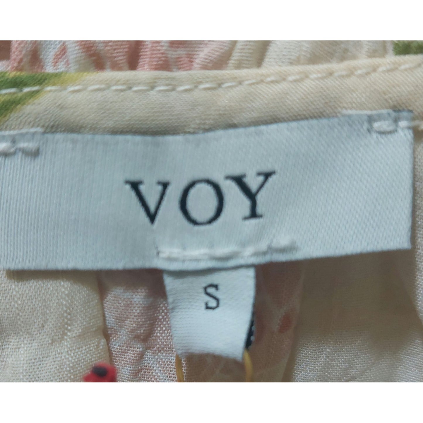 Voy Floral Ruffle Sleeve Button-Front Blouse~Ruffle Front~Pleated Sleeve~SMALL