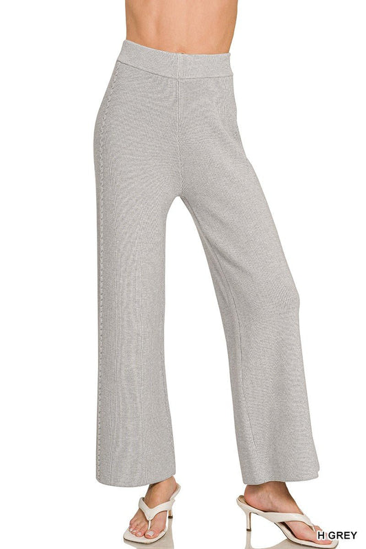 Heather Gray Viscose Sweater Lounge Pants by Zenana
