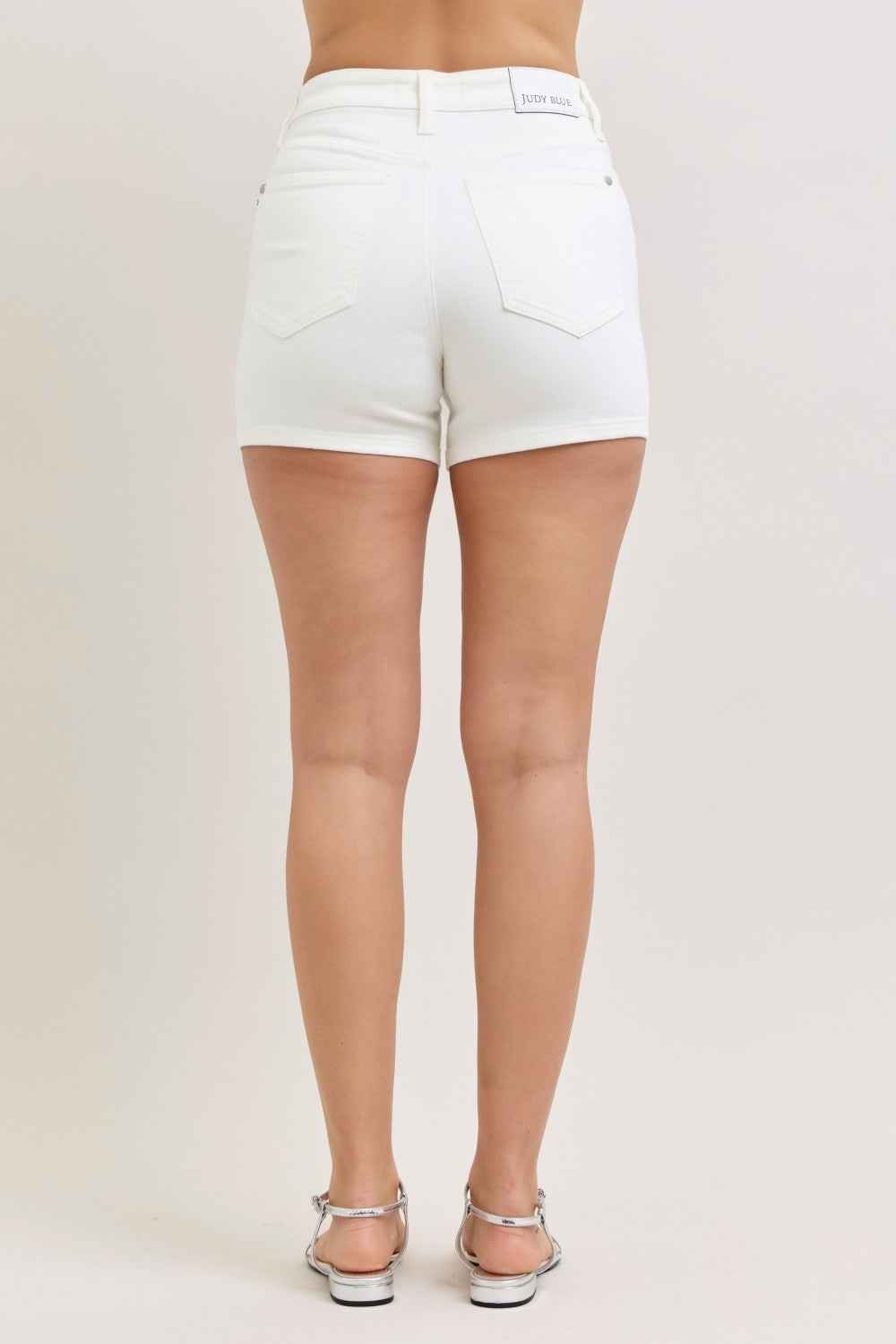 Judy Blue Plus Size White High Waisted Slim Shorts Plus Sizes