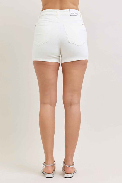 Judy Blue Plus Size White High Waisted Slim Shorts Plus Sizes