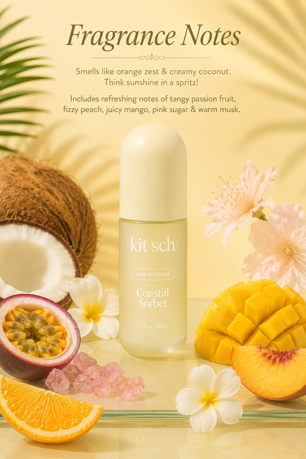 Kitsch Coastal Sorbet Hair Perfume 1.7 oz with bright fruity and tropical-inspired fragrance notes