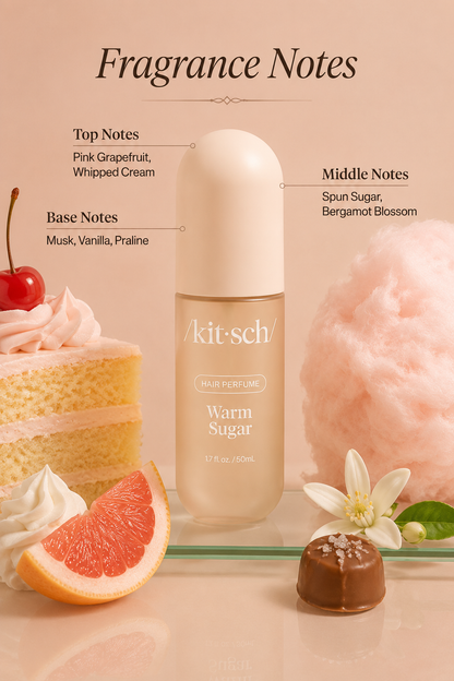 Kitsch Warm Sugar Hair Perfume 1.7 oz with sweet gourmand fragrance notes and warm sugary vanilla-inspired scent