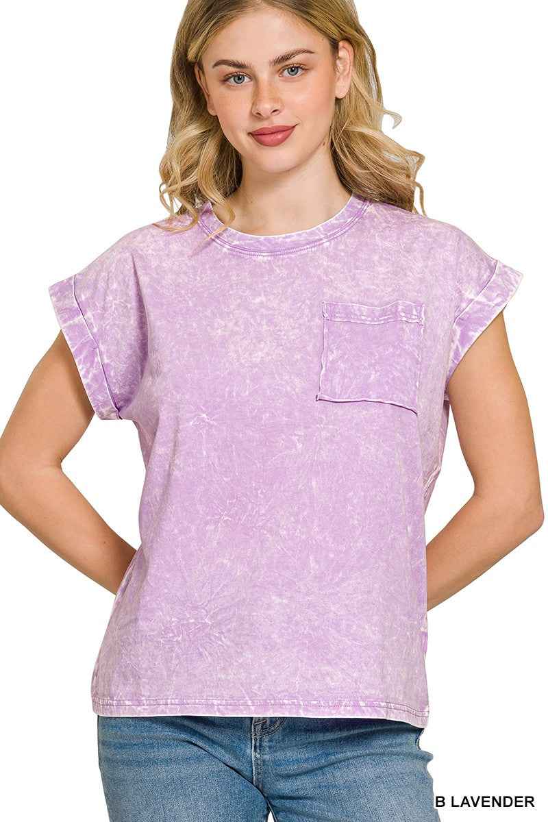 Lavender Crinkle Washed Round Neck Short Sleeve Tee Plus Sizes by Zenana
