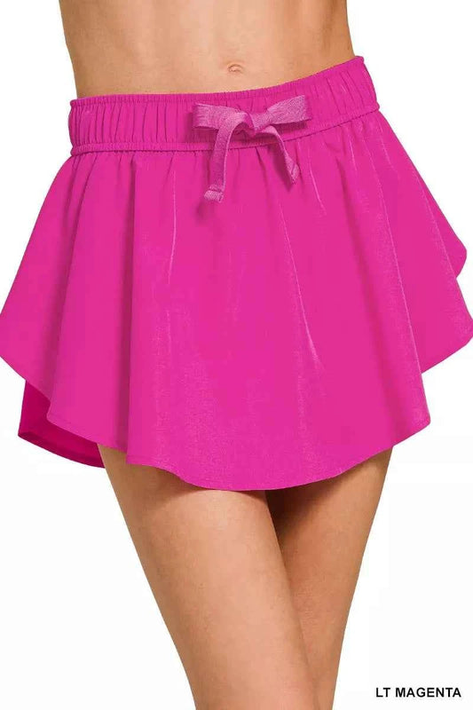 Light Magenta Soft Woven Active Skort by Zenana Front View