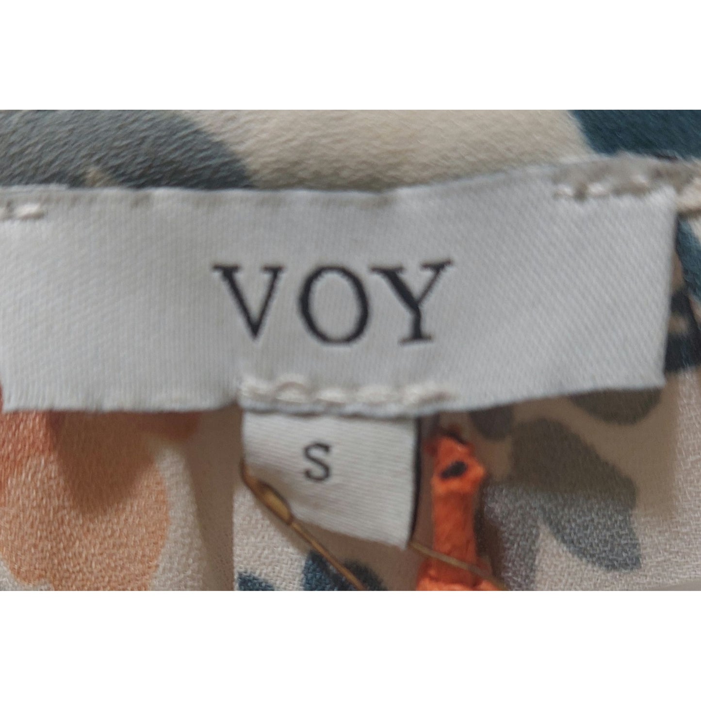 Voy Floral Ruffle Sleeve Blouse~Hidden Buttons~Fall Colors~Size SMALL