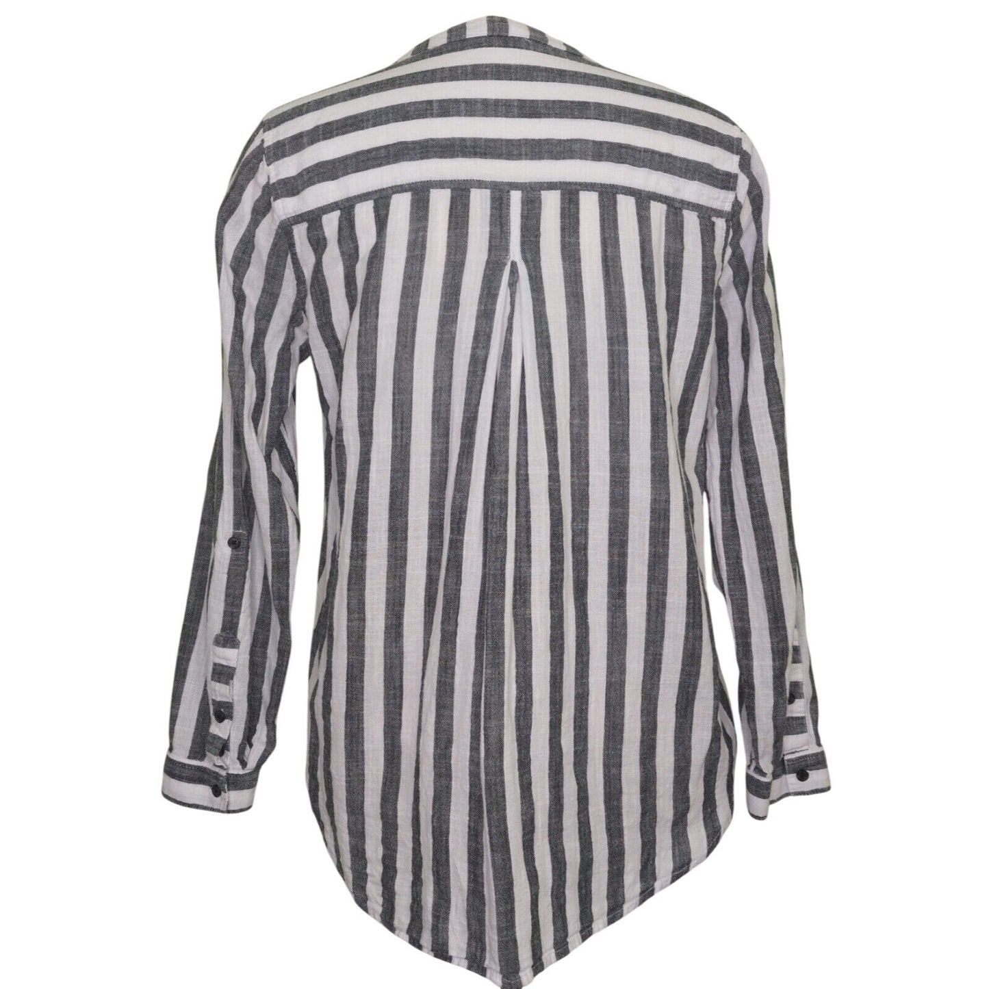 Lucky Brand Women's Gray & White Striped 100% Cotton Button-Down Shirt~Medium