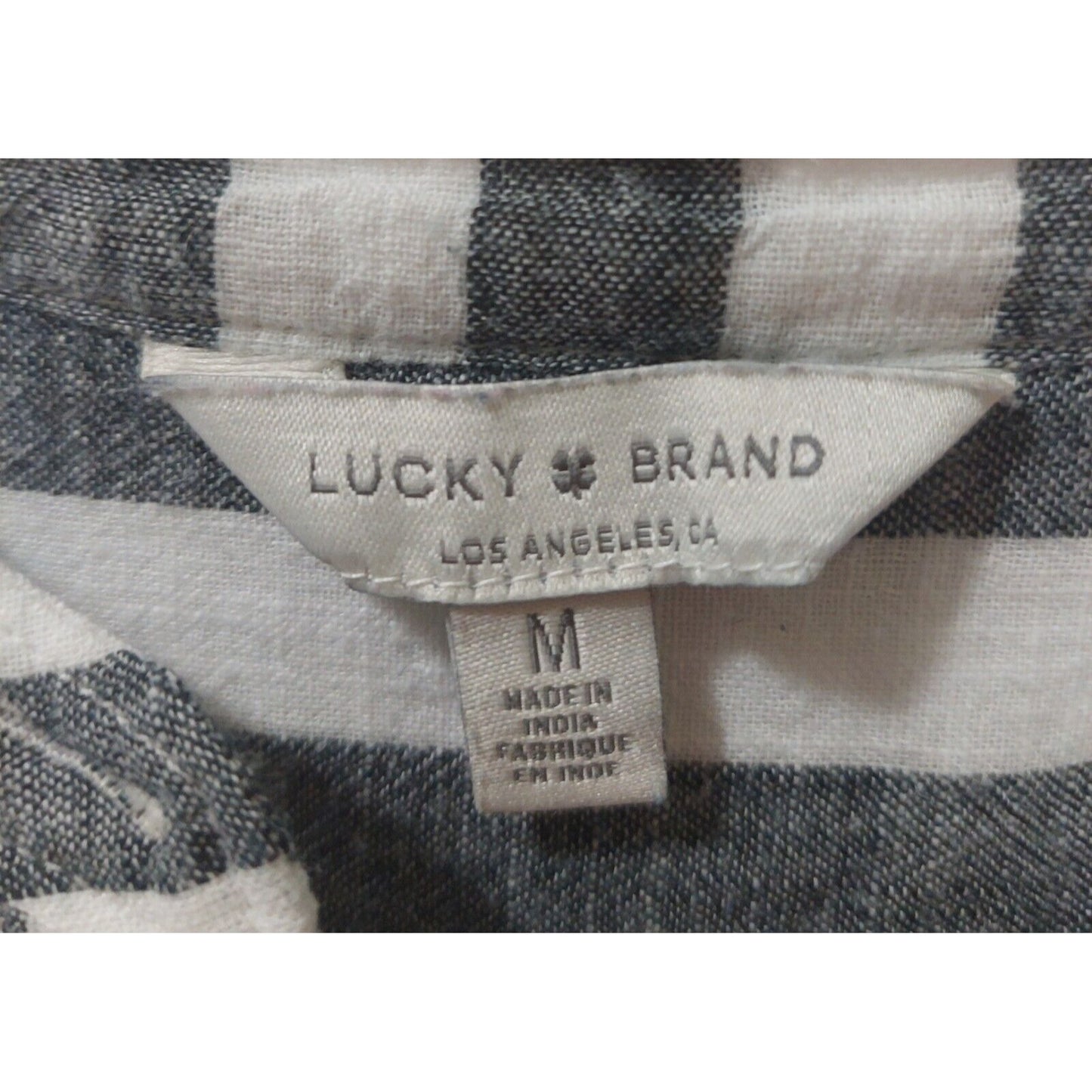 Lucky Brand Women's Gray & White Striped 100% Cotton Button-Down Shirt~Medium