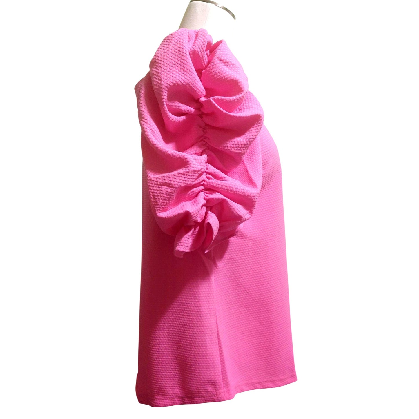 Voy Women's Pink Puffy Sleeve Textured Top Size SMALL