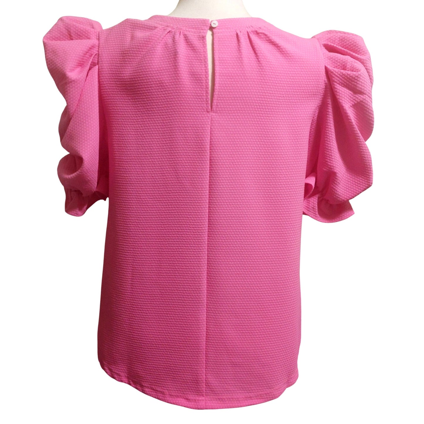 Voy Women's Pink Puffy Sleeve Textured Top Size SMALL