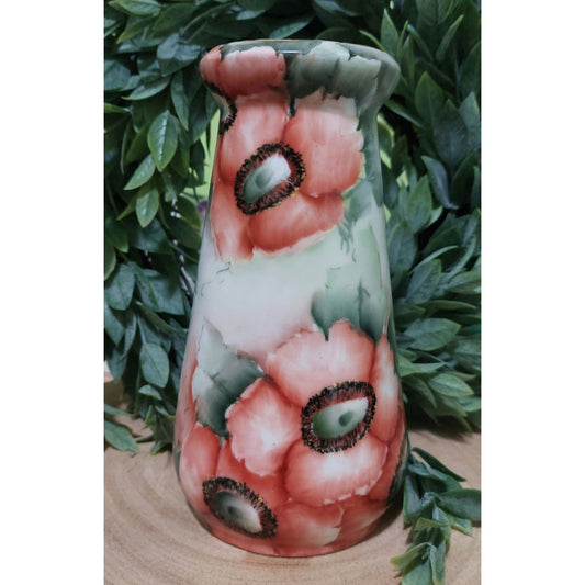 Vintage Hand-Painted Z.S. & Co. Bavaria Porcelain Vase~Pink/Red Poppies Design