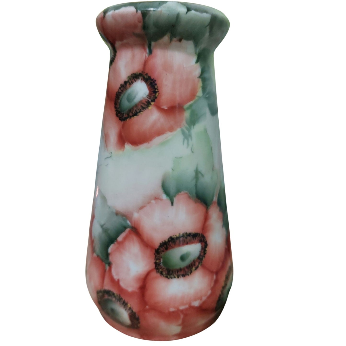 Vintage Hand-Painted Z.S. & Co. Bavaria Porcelain Vase~Pink/Red Poppies Design