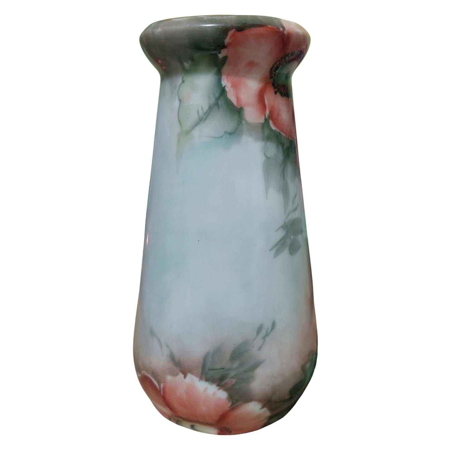 Vintage Hand-Painted Z.S. & Co. Bavaria Porcelain Vase~Pink/Red Poppies Design