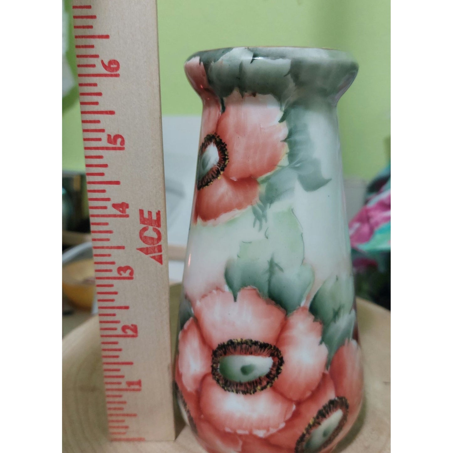 Vintage Hand-Painted Z.S. & Co. Bavaria Porcelain Vase~Pink/Red Poppies Design