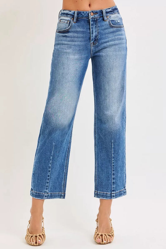 RISEN Full Size High Rise Straight Leg Jeans with Front Pockets Plus Size Front