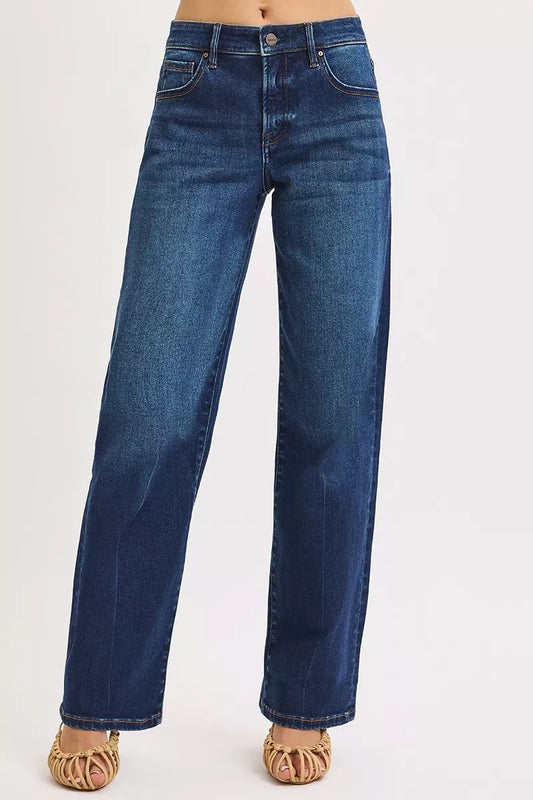 RISEN Mid Rise Wide Baggy Jeans Front