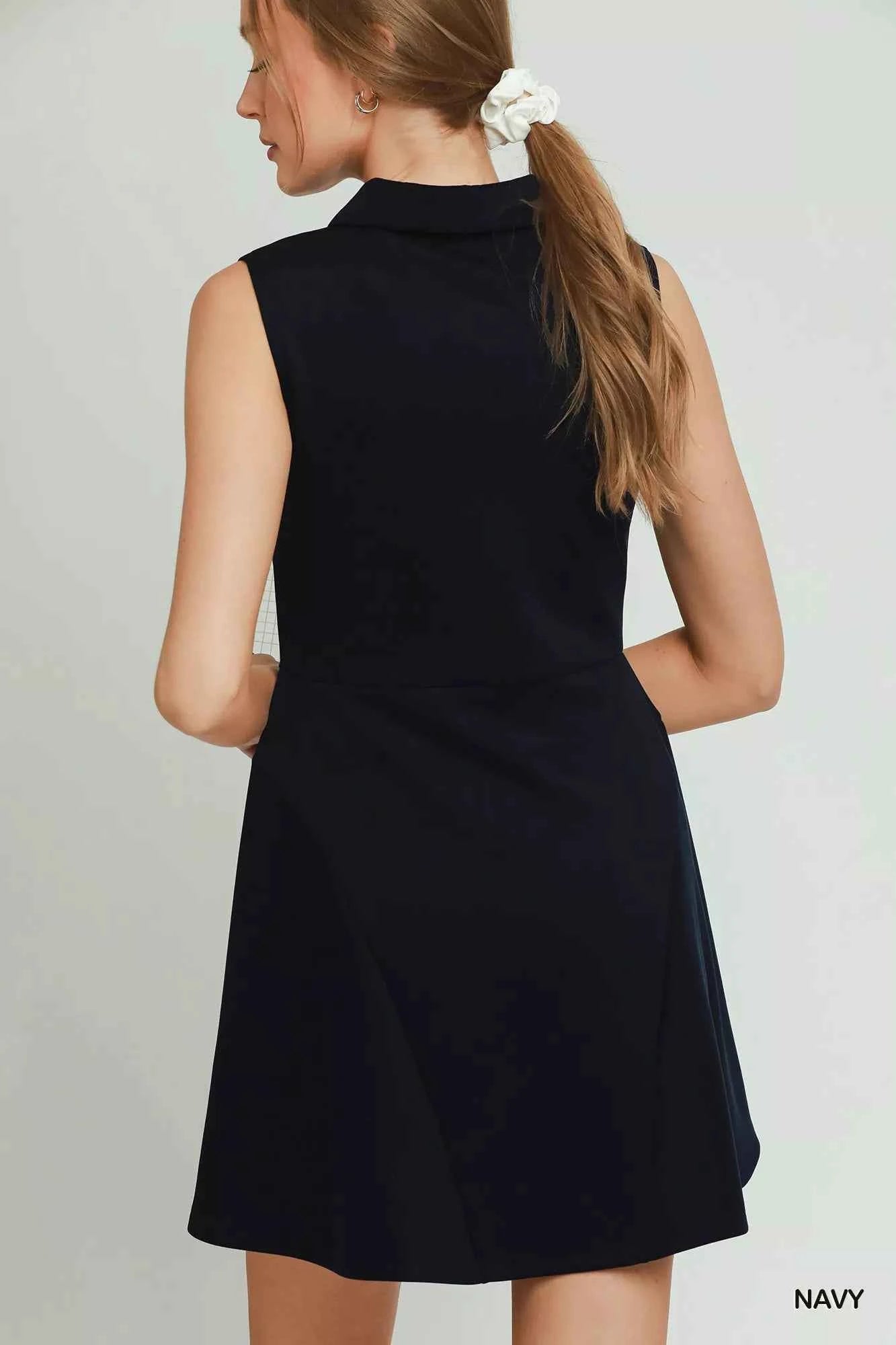 Navy Quarter Zip Athleisure Tennis Dress by Umgee