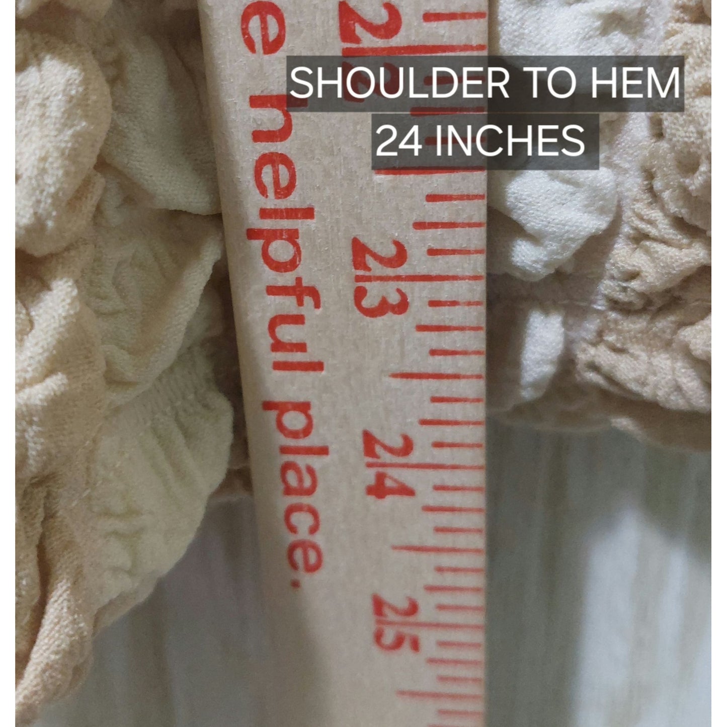 Voy Textured Beige & Cream Puff Sleeve Top~Stretchy~Size SMALL