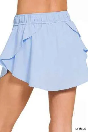 Zenana Light Blue Soft Woven Active Skort Back View