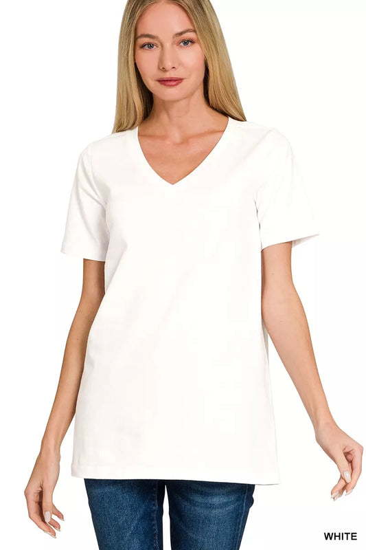 Zenana White V-Neck Short Sleeve T-Shirt