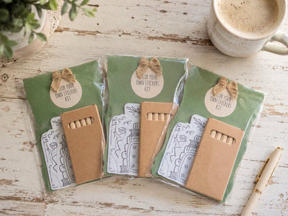 The Paper Garden Book Lover color-your-own sticker kit featuring illustrated bookish stickers