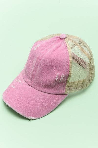 PREMIUM DISTRESS MESH BACK BASEBALL CAP