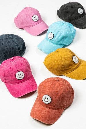 WASHED SHERPA HAPPY FACE BASEBALL CAP
