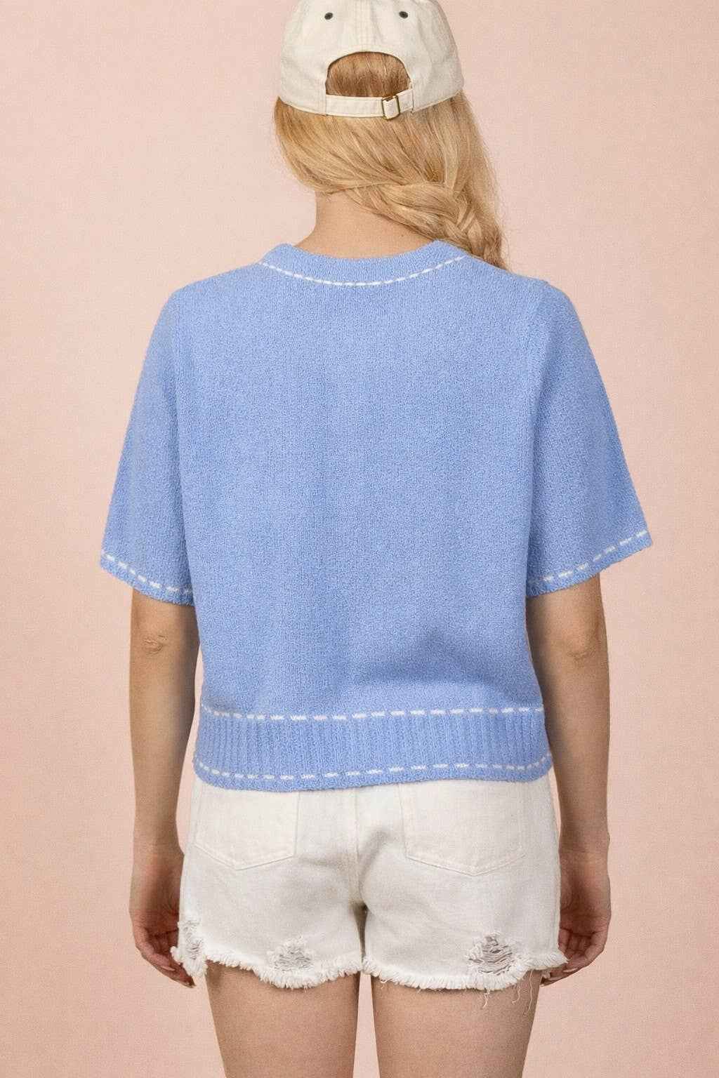 Stitch Detail Button Down Sweater Cardigan Top by Very J