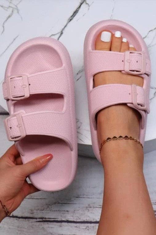 EVA DOUBLE STRAP OPEN TOE SLIDE SANDALS SLIPPERS