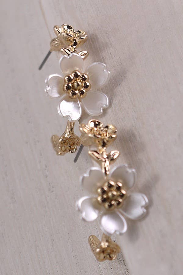 PEARL FLOWER HOOP EARRINGS | 80E2950: Gold